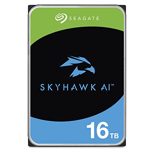 Seagate Skyhawk AI, 16TB, Video Internal Hard Drive, 3.5", SATA, 6Gb/s, 64MB Cache, for DVR/NVR Security Camera System, 3 year Rescue Services, FFP (ST16000VEZ02)