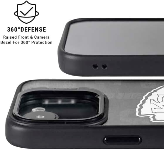Skinit Kickstand Phone Case Compatible with iPhone 16e - Officially Licensed NFL Kansas City Chiefs Black & White Design