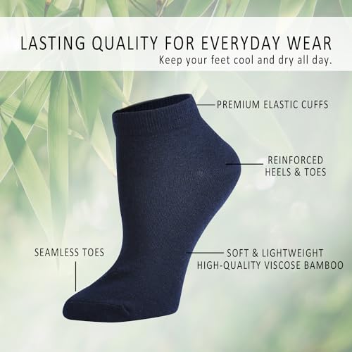 Image of EPEIUS Women's Bamboo Ankle Socks - Seamless Toe, Low Cut, No Show, Lightweight 3 /6 Pack