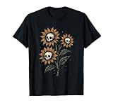 Skull Sunflowers Gothic Goth Creepy Cute Alt Grunge Y2K T-Shirt