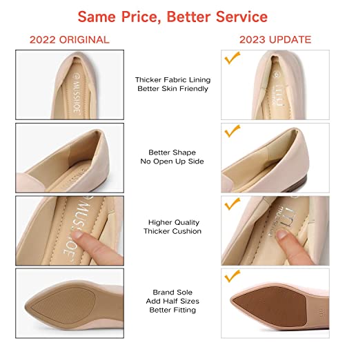 Musshoe Loafers For Women Comfortable Pointed Toe Women's Loafers & Slip-Ons Women's Flats Flats Shoes Women,Pink Suede 8 #TOP6