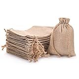 DECORA 50 PCS Burlap Bags with Drawstring Jute Hessian Linen Treat Bag for Halloween Wedding Jewelry Party Favors
