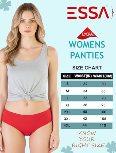 Image of ESSA Angela Women's Briefs | Full Coverage,100% Cotton, Hosiery, Mid Waist | Outer Elastic Waistband | Hipsters, Underwear, Innerwear, Panties | Solid (Pack of 5) Multicolour