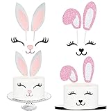 2 Pack Easter Bunny Cake Topper Party Cake Decoration,Easter Theme Rabbit Bunny Ears Cake Topper for Birthday Party, Wedding, Baby Shower, Spring Eater Party