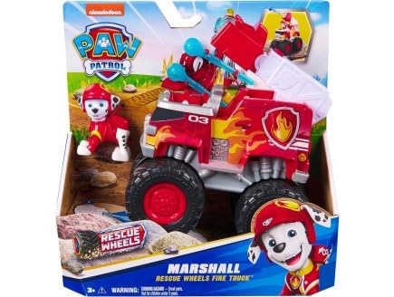 cavernedesjouets Coffret pour Pat Patrouille Marcus + véhicule Tout Terrain Wheels Pompier Transformable - Set Figurine et véhicule et 1 Carte Tigre