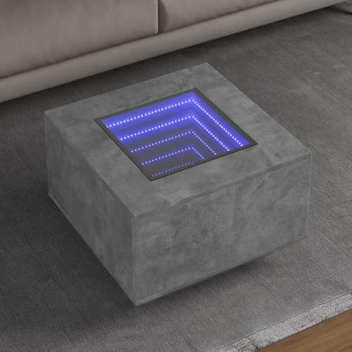 Table basse gris béton 60x60x40 cm LED salon design industriel - 2