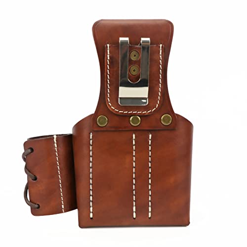 Tourbon Leather Tool Pouch For Belt, Screws Nails Carrier Case With Tape Measure Holder, Lace-Up Hammer Holster, Folding Knife Pencil Pocket #TOP1