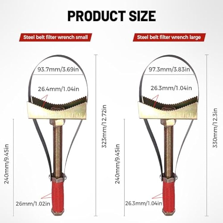 Adjustable Oil Filter Removal Strap Wrench Tool, 2025 New 2 in 1 Universal Multifunctional Oil Filter Removal Too with Car, Truck, Honda Yamaha Suzuki (Large)