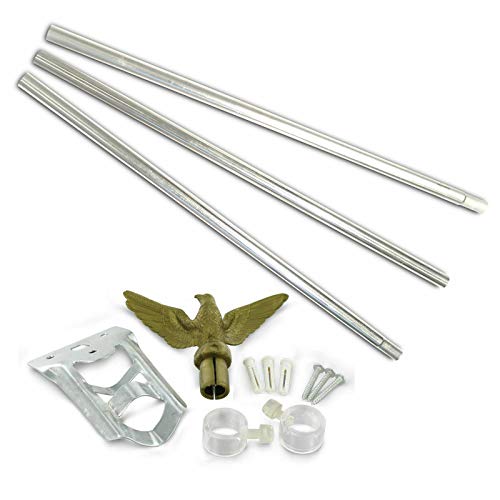 American Wholesale Superstore Residential Flagpole Set - Economy Kit 6' Foot Galvanized Steel Flag Pole Kit with Eagle Topper - with Bracket