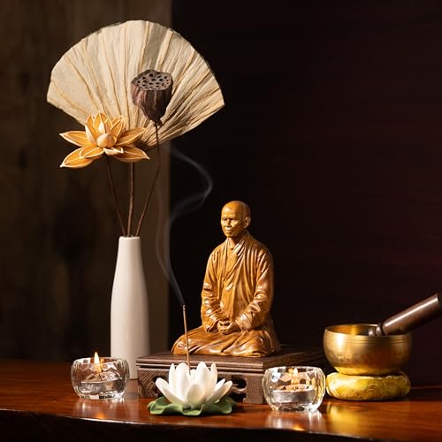 Estatua de Buda Thich Nhat Hanh de madera para meditación miniatura 5