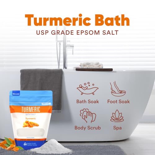 Turmeric Bath Salt 32 Oz Epsom Salt with Essential Oils Turmeric, Cinnamon, Orange Plus Vitamin C in BPA-Free Pouch with Easy Press-Lock Zipper | Natural Bath Soak to Relieve & Soothe | Made in USA - Image 5