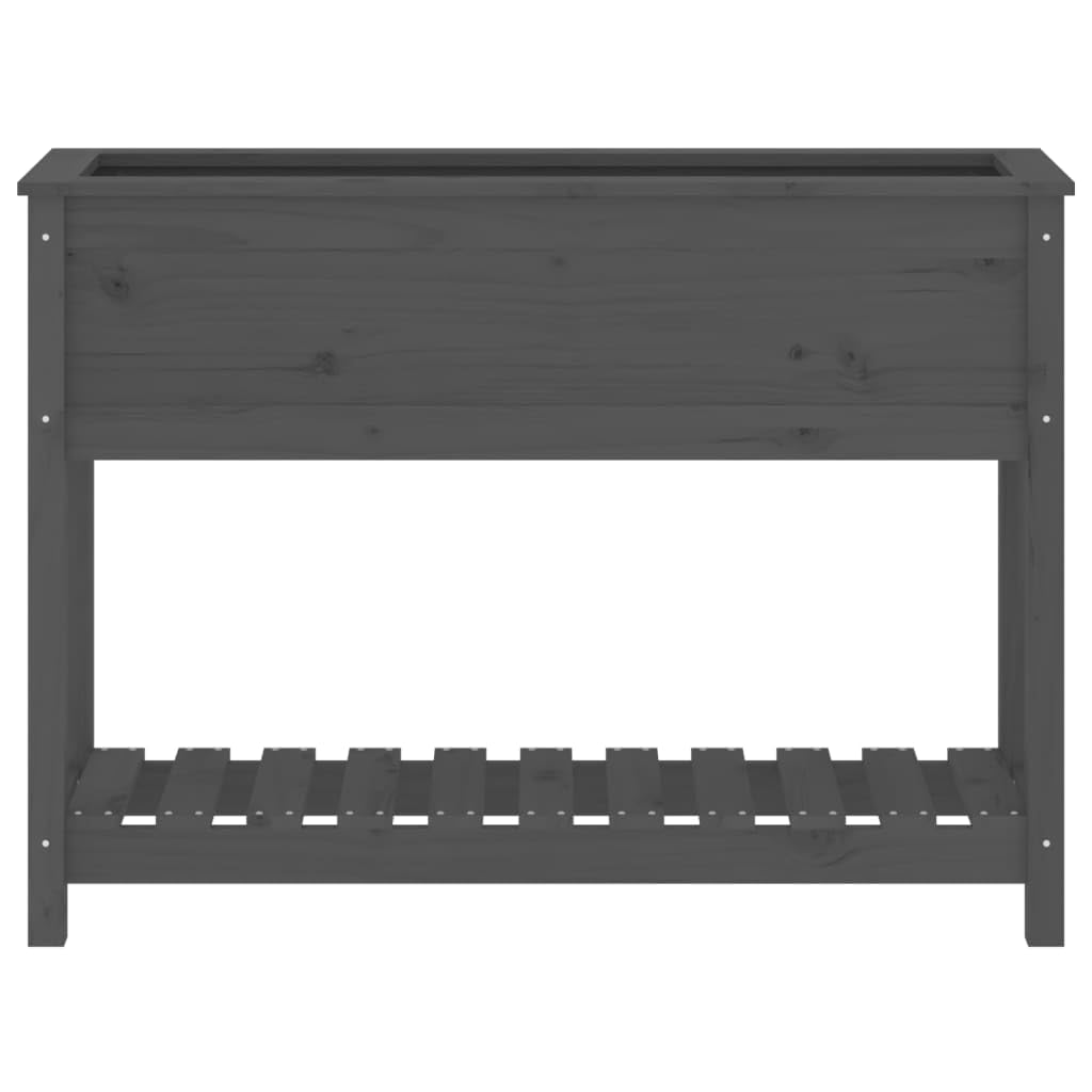 Fioriera Rialzata in Legno Massello Pino Grigia 111,5x34,5x81 cm