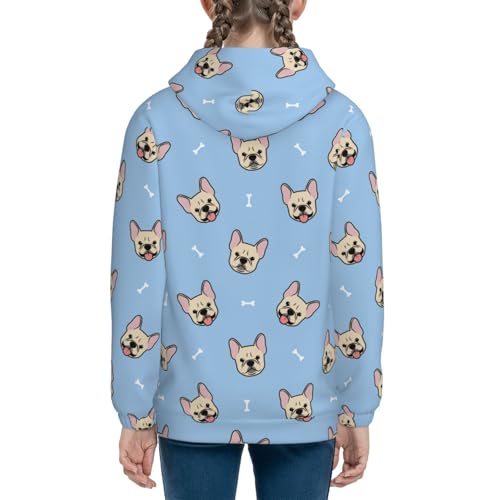 Cute French Bulldog Kids Pullover Hoodies Boys Sweatshirts Girls Athletic Clothes with Pocket4