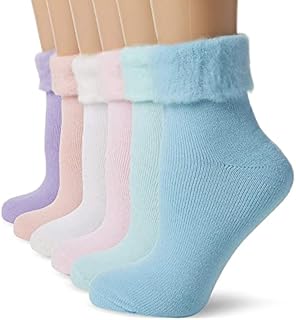 FM London (6-Pack) Extra Warm Womens Super Soft Thermal Bed Socks in Pastel Colours (Size:UK 4-8) | Fluffy Socks Womens Ideal for Cold Evenings | Fleece Lining, Cosy, Comfortable