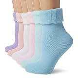 FM London (lot de 6 chaussettes de lit thermiques super douces pour femmes aux couleurs pastel (taille : UK 4-8) | Chaussettes moelleuses pour femmes idéales pour les soirées froides