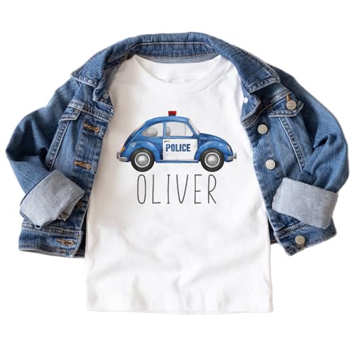 Personalized Police Car Kids Shirt - Custom Name Boys And Girls Natural Toddler & Youth Graphic Tee2