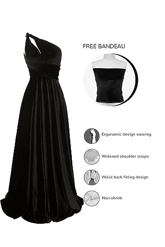 Image of Velvet Infinity Dress with Bandeau, Convertible Bridesmaid Dresses, Multiway Wrap Maxi Long Formal Wedding Guest Dress