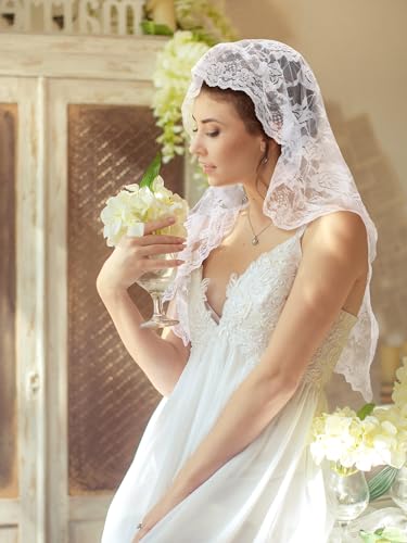Velos de mantilla católica Bencailor con encaje largo para bodas y comunión 6