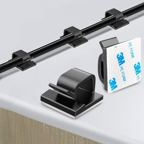 100 peças de clipes de cabo adesivos, organizador de cabos, clipe...