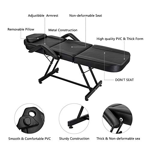 JOYBASE Massage Bed, Adjustable Massage Table with Barber Stool, Spa Salon Massage Equipment (Black)