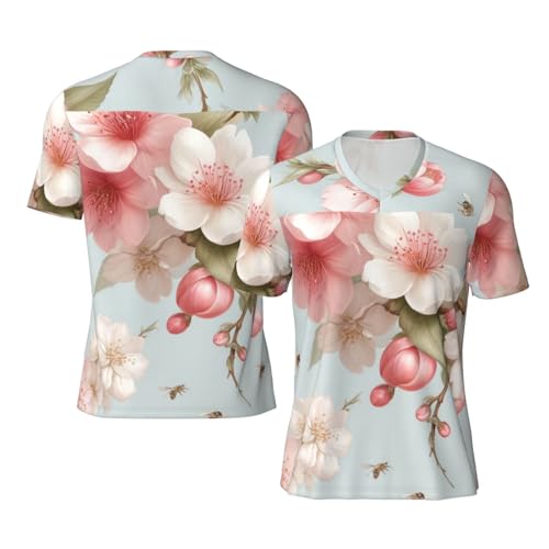 Stylish Athletic Sports Jersey Cherry-Blossoms-Peach Men's Rugby Jersey Small