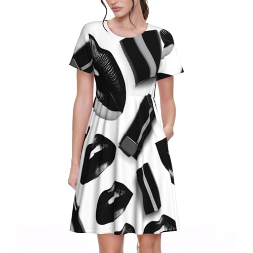 Robe d'été décontractée manches courtes vêtement léger femme noir
