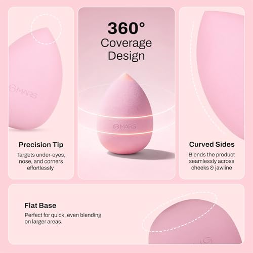 Image of MARS Squishy Makeup Blender | Seamless Natural Finish | Minimal Product Absorption | Soft Latex-Free | Uses for Foundation, Concealer, Contour & Powder