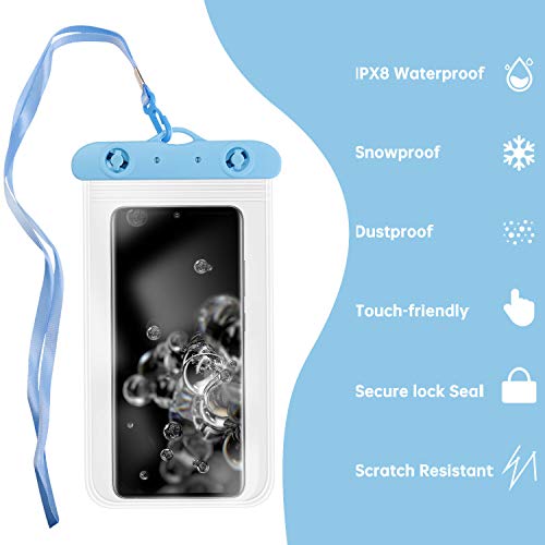 Waterproof Cell Phone Pouch Underwater Clear Phone Pouch Dry Case Dry Bag Universal for iPhone X/8/8P/7/7P, Samsung Galaxy S9/S8/S8P/Note 8 up to 6.5