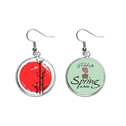 Pendientes de primavera rojo negro estilo pincelada japonesa resumen joyería