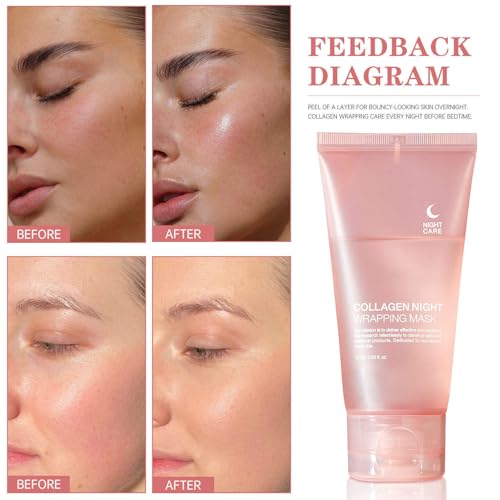 Image of Collagen Night Mask Overnight Peel-Off (Korean Skincare) | Hydration & Elasticity Care for Glowing Skin| Overnight Collagen Face Mask | Peel-Off Wrapping Mask for Firming, Hydration & Radiant Skin
