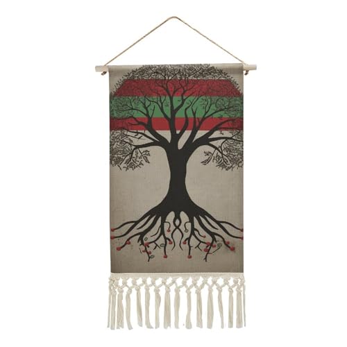 Vertical Tree of Life Palestinian Flag Tapestry