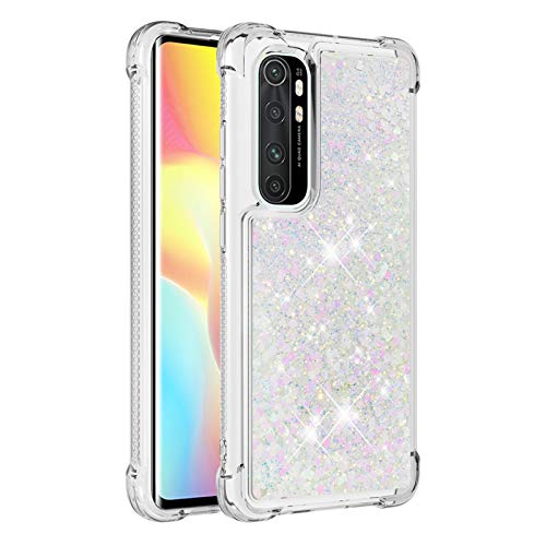 SHYXGLON Funda para Xiaomi Mi Note 10 Lite Glitter Liquida Brillante, Xiaomi Mi Note 10 Lite Carcasa Transparente Purpurina Silicona Cristal Bumper Bling Chicas Arena Movediza Case Cover (Oro Rosa) Cover