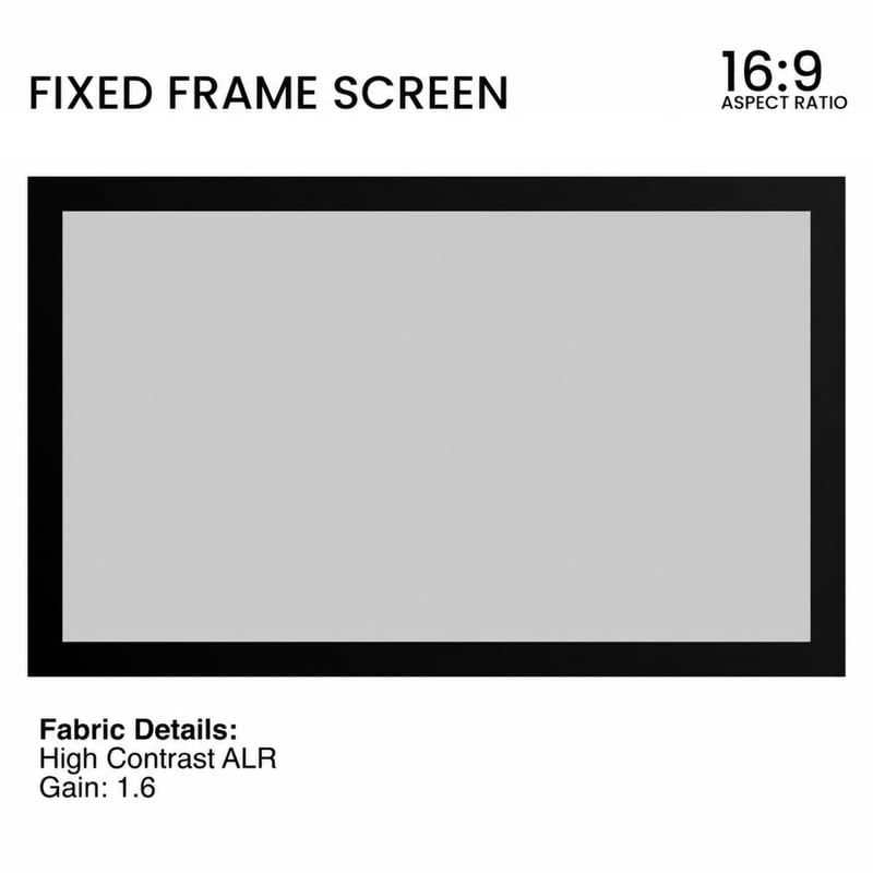 Image of BIG VUE 84 inch Fixed Frame Projector Screen High Contrast ALR Fabric, 16:9 Aspect Ratio, 4K UHD & Active 3D Ready, 160 Wide Viewing Angle Projection for Home Theatre, Office, Boardroom & Gaming