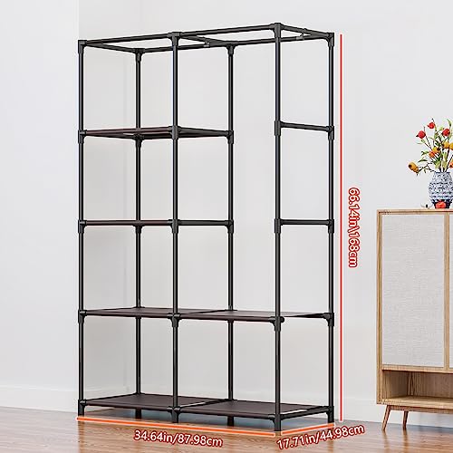 Ingiordar Portable Closet Wardrobe Organizer Storage With Cover Non-Woben Fabric Portable Wardrobe Closet For Hanging Clothes Racks Shelving 34 Inch For Bedroom, Blue #TOP3