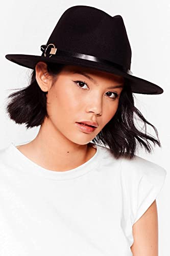 Classic Wide-Brim Fedora-Hats For Women Men Fedora Hat With Belt Buckle Felt Panama Hat Black #TOP5