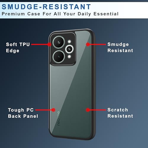 Image of CEDO Backcover for Realme 15 Pro (5G) | Camera Protection Bump Shockproof Edge | Ultra Hybrid Transparent Acrylic Clear TPU+PC Hard Backcase Cover (Black)