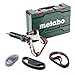 metabo Rohrbandschleifer RBE 15-180 Set - 1550 W, bis 180 mm Rohr-Ø, 270° Umschlingung - Edelstahl schleifen, VTC-Elektronik, Sanftanlauf, werkzeugloser Bandwechsel - Inkl. Schleifbänder & metaBOX