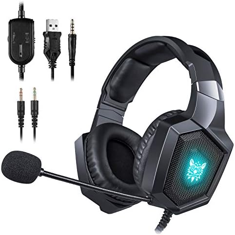 ONIKUMA Gaming Headset - Updated K8 Headset Gaming for PS4 New Xbox One, Stereo Over-Ear Headphones & Noise-canceling Microphone with Mic for PC Computer Mac Laptop Nintendo Switch Games (Black)