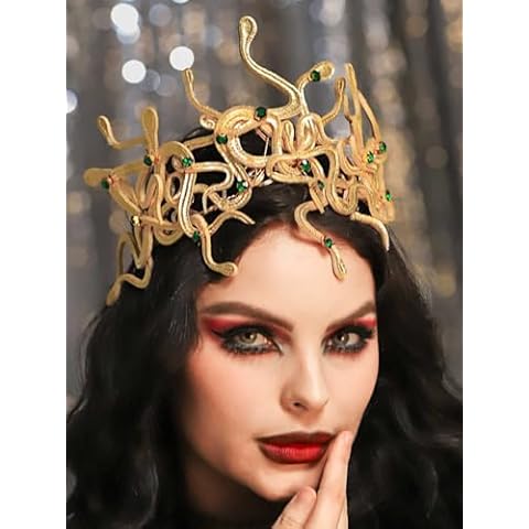 Yean Medusa Snake Headband Gold Snakes Greek Goddess Headdress Egyptian Tiara for Women Cover