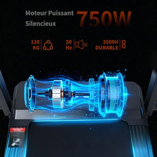 ISE Tapis de Course Pliable Electrique, Tapis Roulant Motorisé 750W, Tapis de Marche 12 Programmes&Vitesse Réglable, Treadmill Home Walking Pad Pliable Cardio, Tapis Course Compact Silencieux – Image 4