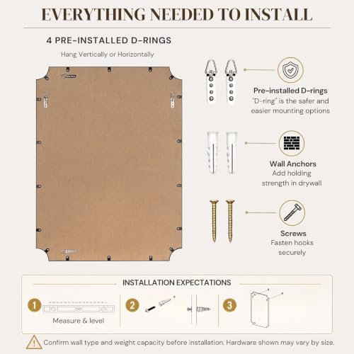 Image of TEHOME Gold Bathroom Mirrors, Brushed Brass Rectangle Scalloped Vanity Mirror for Bathroom,20x30''