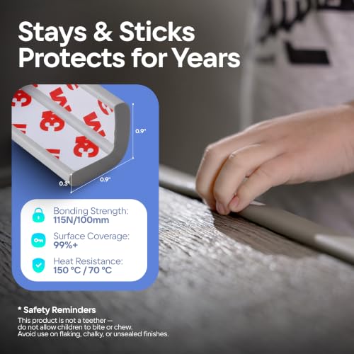 Image of Premium 12ft Edge Protector for Baby, Odorless & Waterproof Foam Cushion with 3M Adhesive Tape, Non-Toxic to Baby Proof Corners and Edges, Wall Corner Protector & Desk Edge Cushion Gray (Pack of 2)
