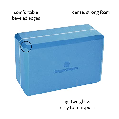 Hugger Mugger 4" Foam Yoga Block - Blue - Strong And Stable, Beveled Edges For Comfort, Most Favored Block Size, Helps With Alignment And Support In Many Poses #TOP3