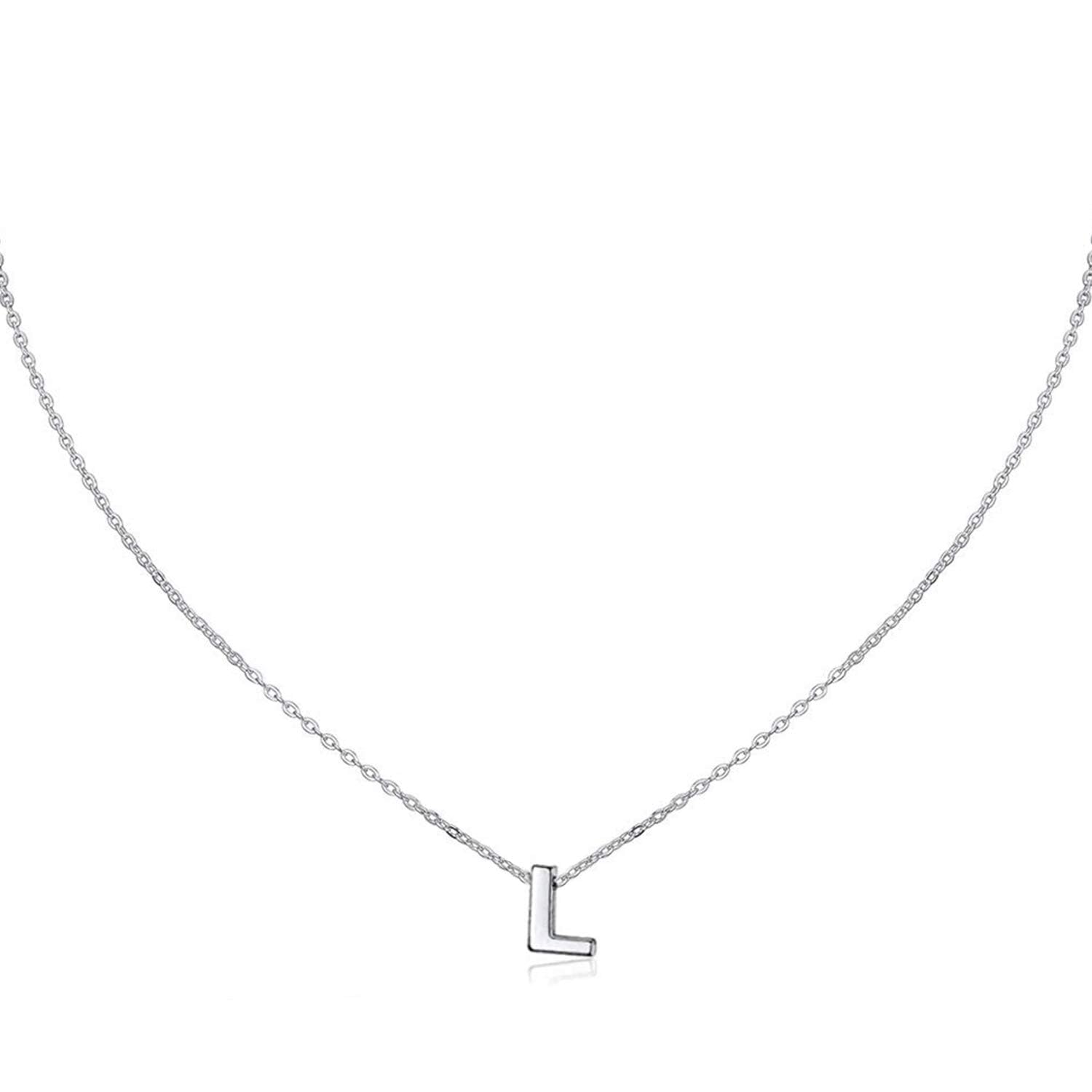 isigno Collar Letra Inicial Mujer Colgante 26 Letras Plata de Acero Inoxidable Mini Alfabeto Joyería Minimalista de Nombres para Madres Niña Parejas, Mejor Amiga
