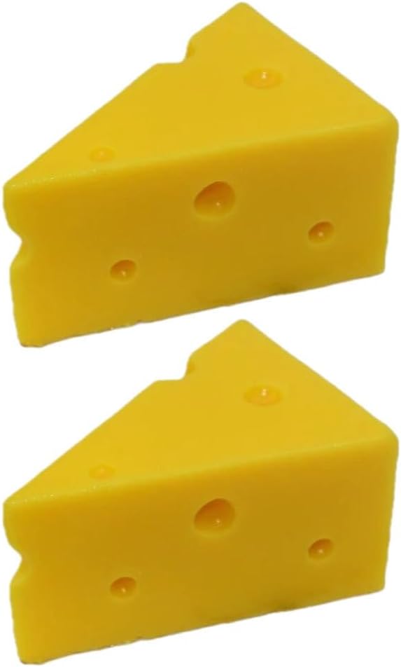 PRETYZOOM Artificial Cheese Model Realistic Cheese Prop for Photography Home Decor Bakery Display Wedding Party Ornament 2.7X1.6X1.3 Inches