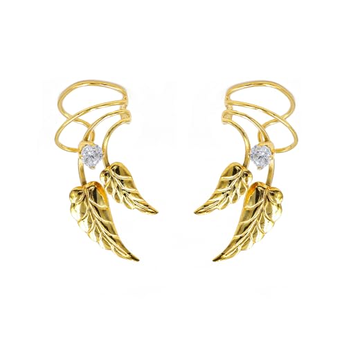 Ear cuffs femme argent 925 design feuille et moissanite avec placage or 18K