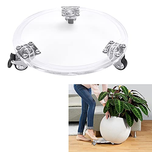 CODIRATO Plant Caddy 22cm Plant Pot Round Wheels Acrylic Plant Stand Mover Flower Pot Mover Rollers Dolly Trolley Tray Pallet Mover Trolley Caddy for Potted Plants Outdoor and Indoor