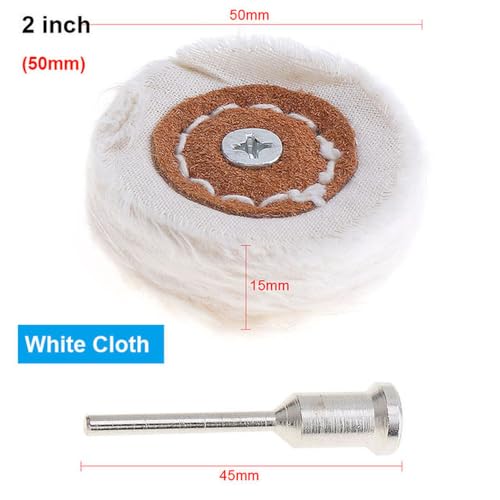 Roda de polimento de pano branco em forma de T de 2 polegadas, espelho de polimento, almofada de alg