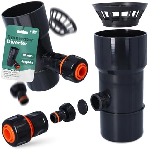Millto™ Dachrinnenablauf für Regentonne DN Ø90 mm Grau Regenwasser
