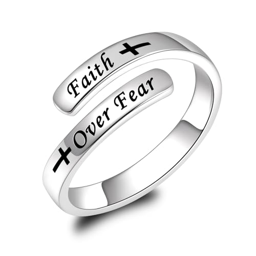 BEILIN 925 Sterling Silver Inspirational Jewelry Rings Adjustable Ring Personality Encouragement Gif...